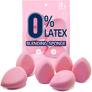 BEAKEY 6 Pcs Pink Flat Duo Makeup Sponges, Patented Design