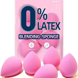 BEAKEY Super Soft 5Pcs Makeup Sponges for Blending, Pink Makeup Gifts